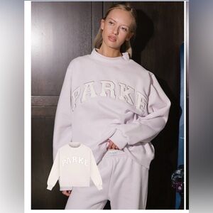 Parke Newest Edition Lilac and White Metallic Mockneck Sweatshirt L/XL